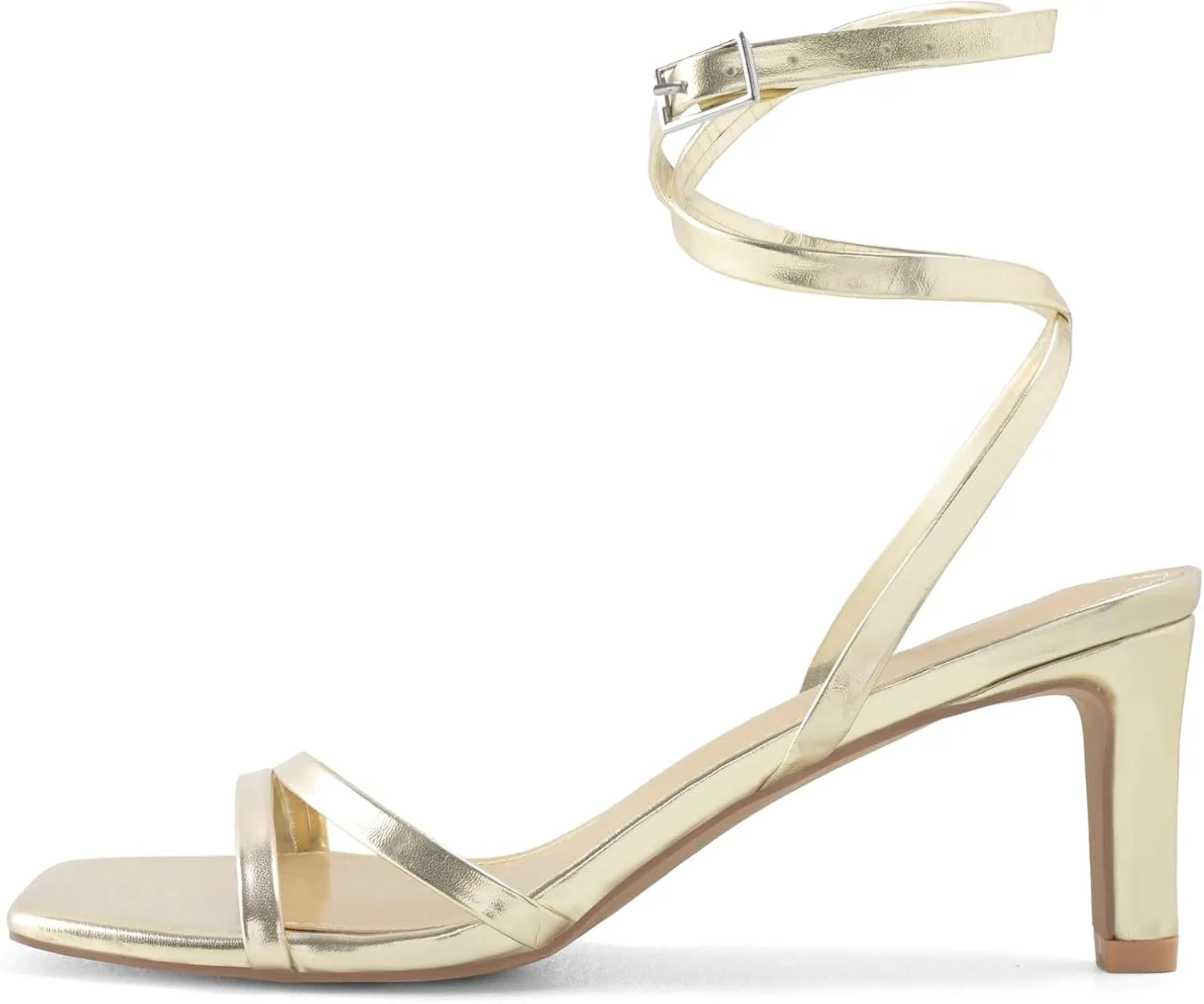 Strappy Heels for Women Chunky Heel Summer Square Toe Heeled Sandals Comfortable Adjustable Buckle Ankle Strap Sexy Dressy Shoes Party Wedding