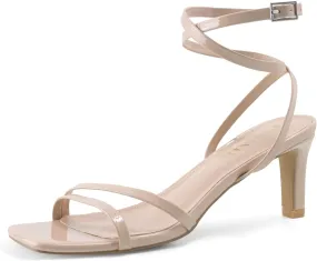 Strappy Heels for Women Chunky Heel Summer Square Toe Heeled Sandals Comfortable Adjustable Buckle Ankle Strap Sexy Dressy Shoes Party Wedding