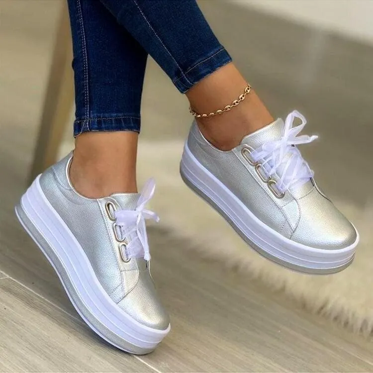 Stylish & Comfortable Lace-up Platform Sneakers for Women