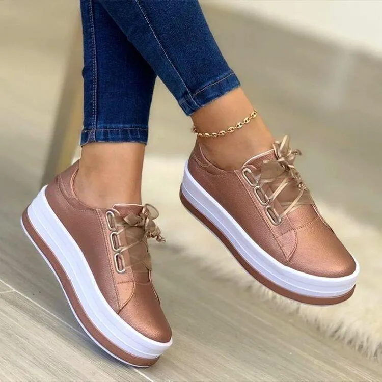 Stylish & Comfortable Lace-up Platform Sneakers for Women