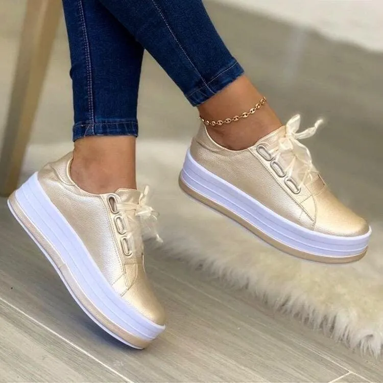 Stylish & Comfortable Lace-up Platform Sneakers for Women
