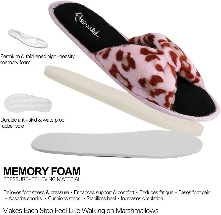 Super Comfy Memory Foam Relaxing Slide Slippers, Slip-on Indoor-Outdoor Spa Sandals with Anti-Skid Soles for Teens, Women