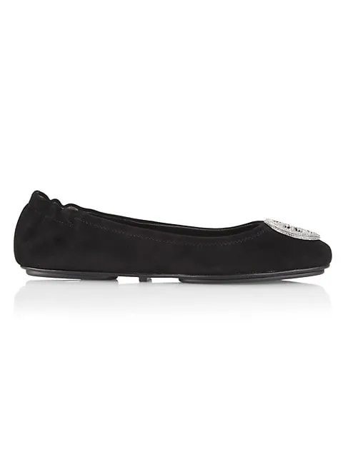 Tory Burch
 Minnie Embellished Leather Travel Ballet Flats