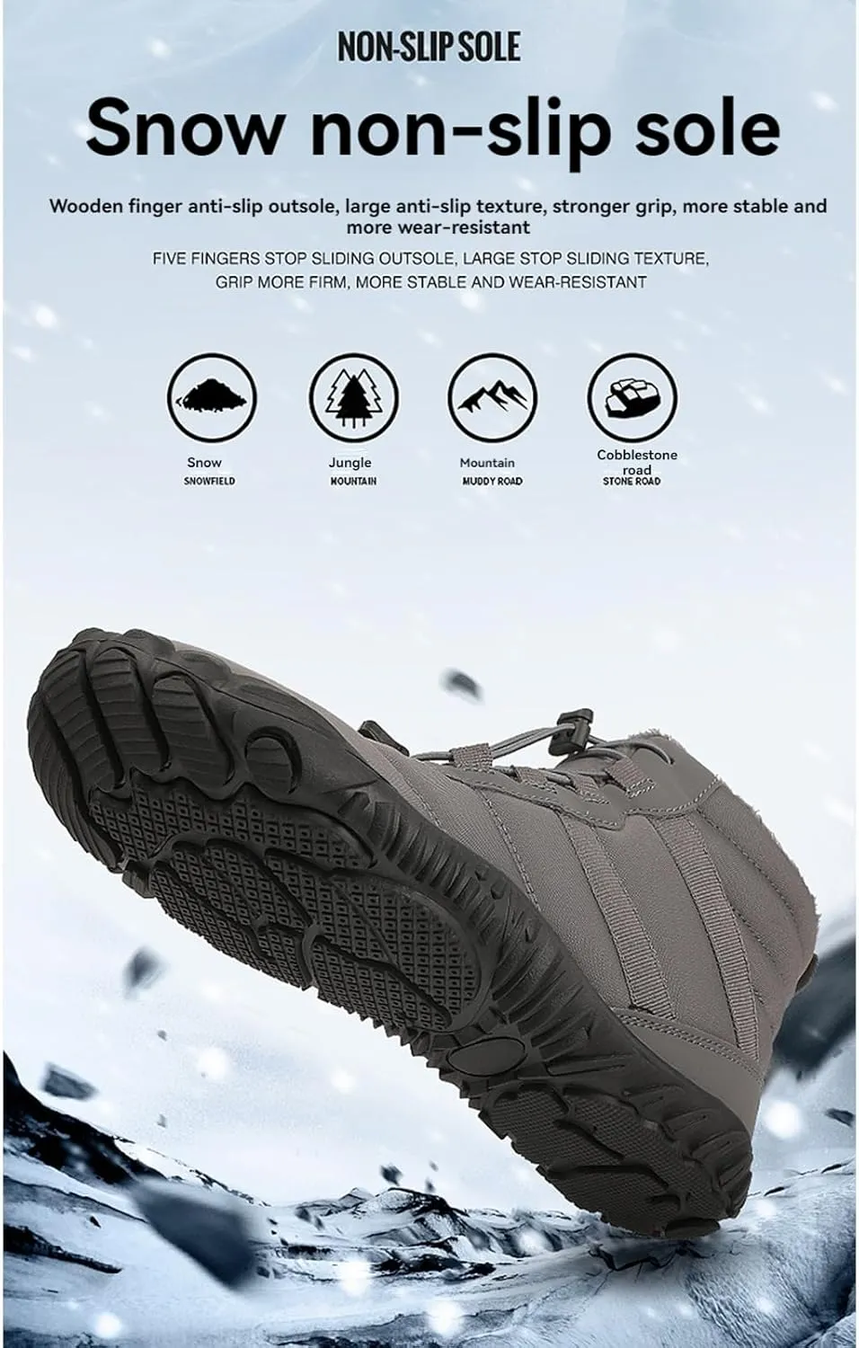 uSecee Winter Barefoot Shoes Women Men Barefoot Minimalist Shoes Slip On Zero Drop Snow Boots Waterproof Warm Fur Lined Winter Hiking Boot Wide Toe Box Ankle Booties Outdoor Walking Sneakers