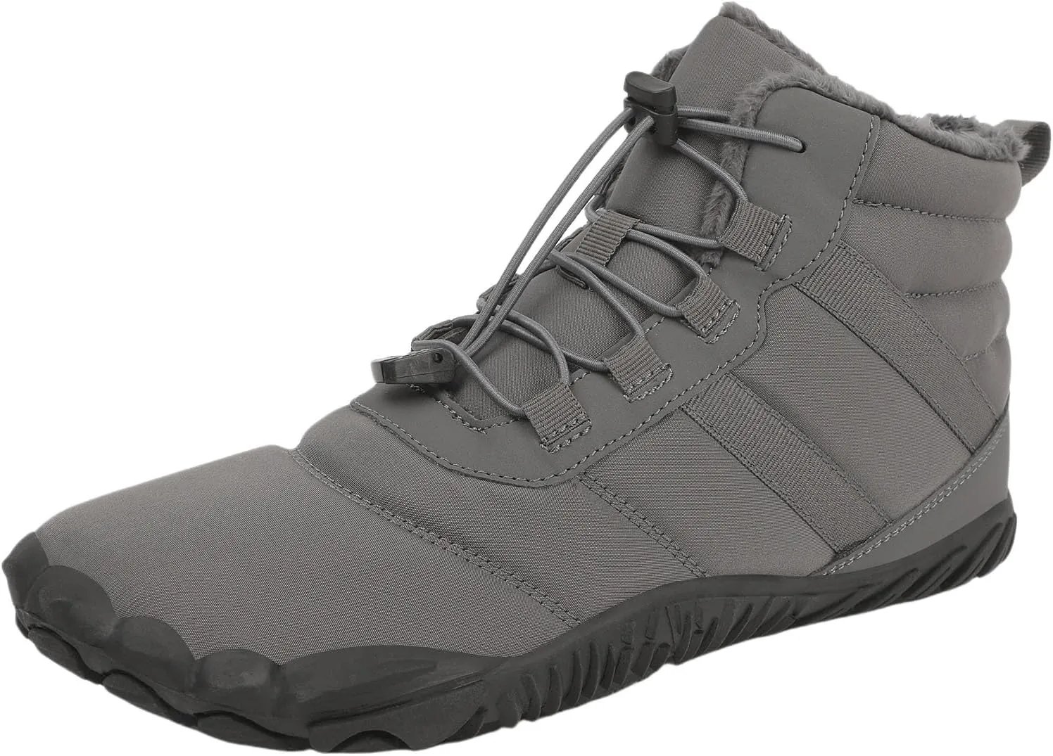 uSecee Winter Barefoot Shoes Women Men Barefoot Minimalist Shoes Slip On Zero Drop Snow Boots Waterproof Warm Fur Lined Winter Hiking Boot Wide Toe Box Ankle Booties Outdoor Walking Sneakers