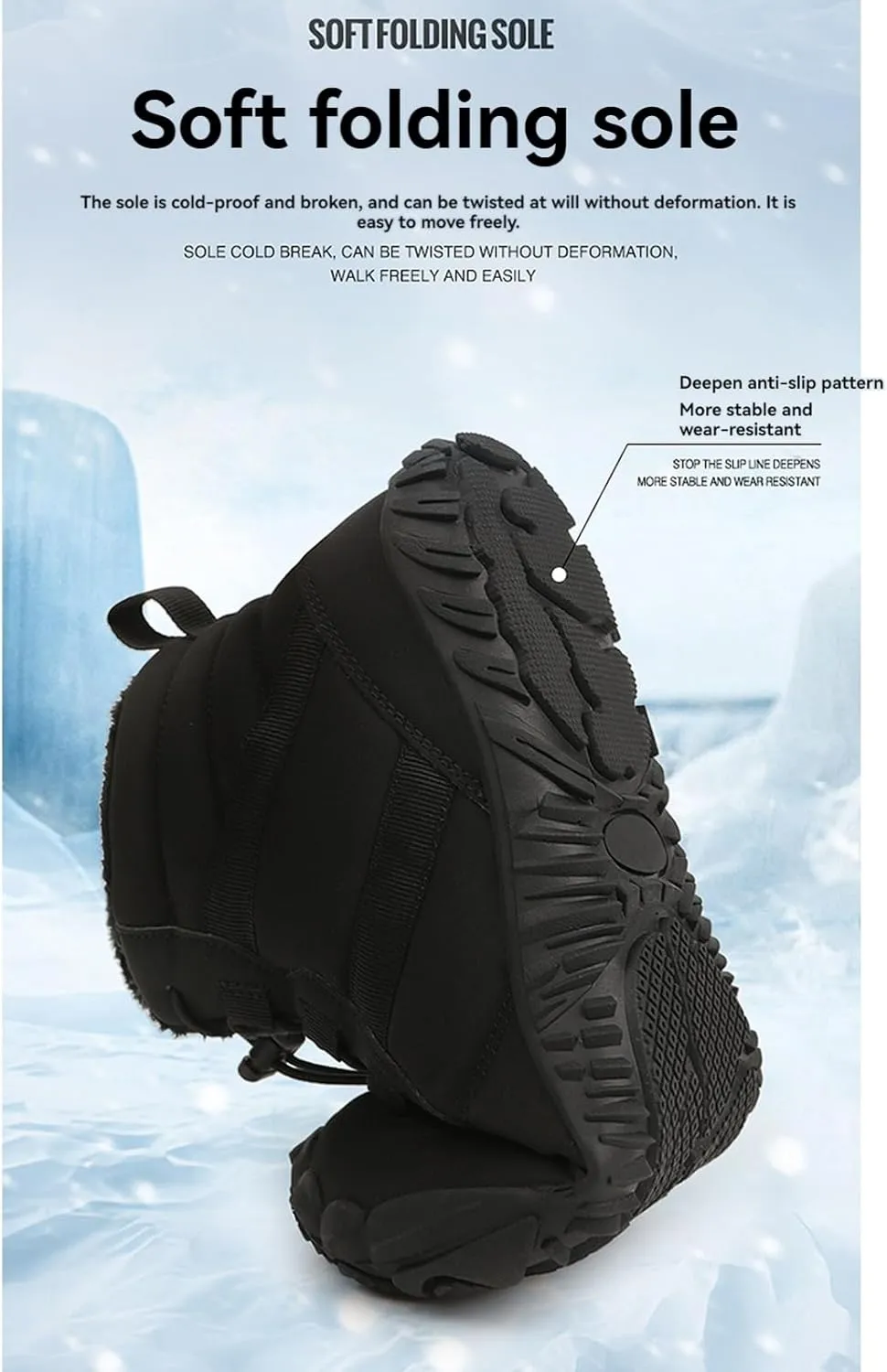 uSecee Winter Barefoot Shoes Women Men Barefoot Minimalist Shoes Slip On Zero Drop Snow Boots Waterproof Warm Fur Lined Winter Hiking Boot Wide Toe Box Ankle Booties Outdoor Walking Sneakers