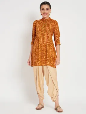 Viscose Bandhani Print Embellished Kurti Set