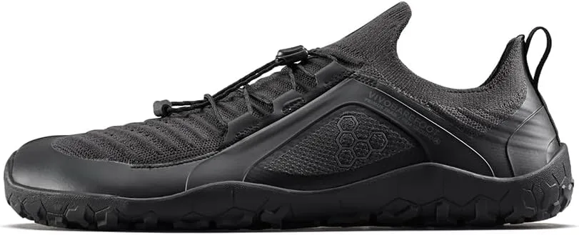 Vivobarefoot Primus Trail Knit FG Mens | Barefoot Trainers | Ultra-Lightweight Shoe | Build Strength, Balance & Mobility | Wide Fit Grounding Shoes | Flexible Obsidian