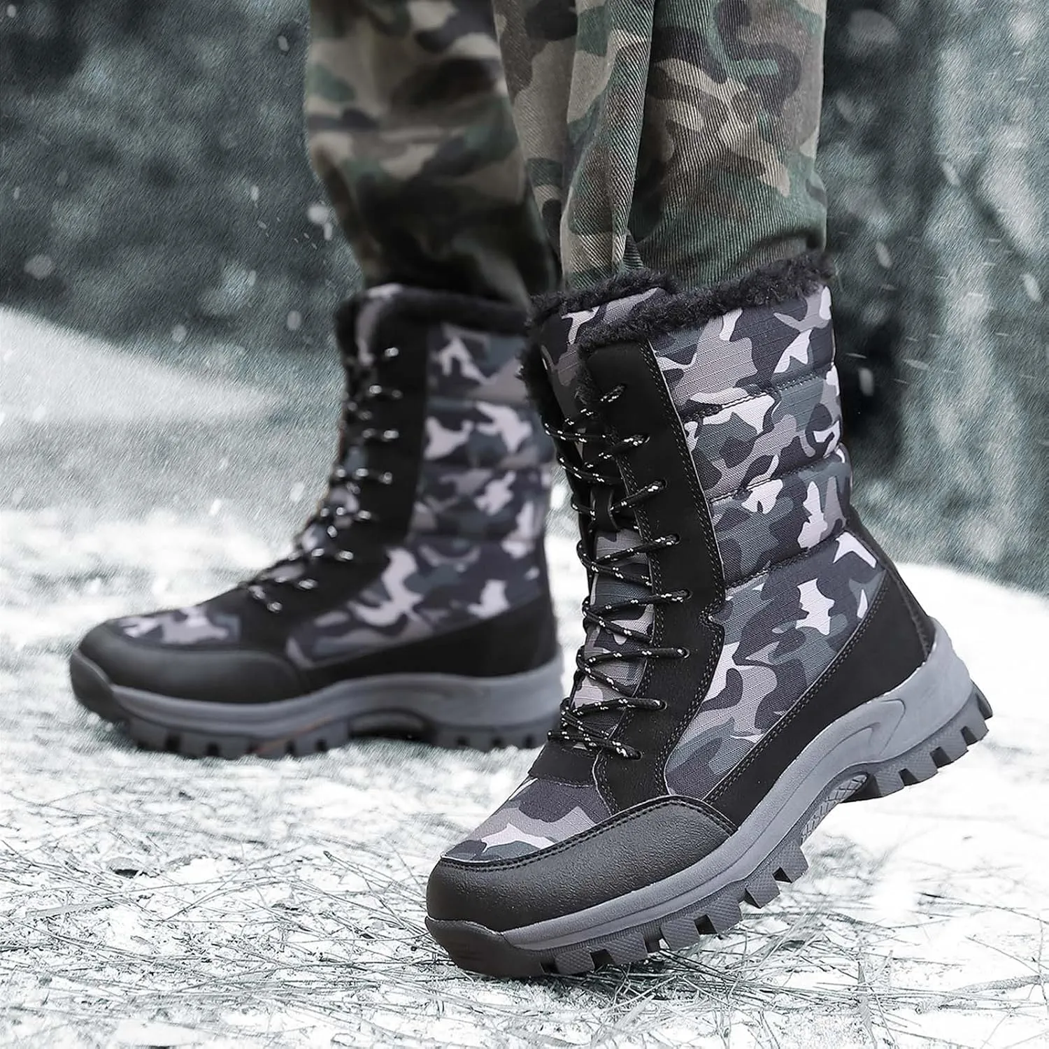 Women's Autumn And Winter Thick Soled Warm Snow Boots Outdoor Camouflage High Top Cotton Winter Lightweight Women