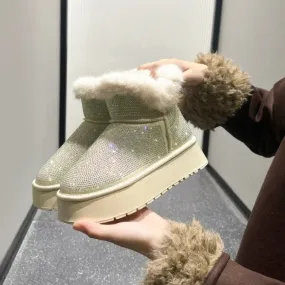 Women's Diamond Pattern Winter Boots with Anti-Slip Soles
