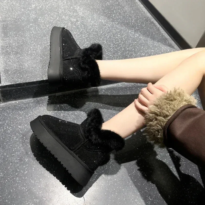 Women's Diamond Pattern Winter Boots with Anti-Slip Soles