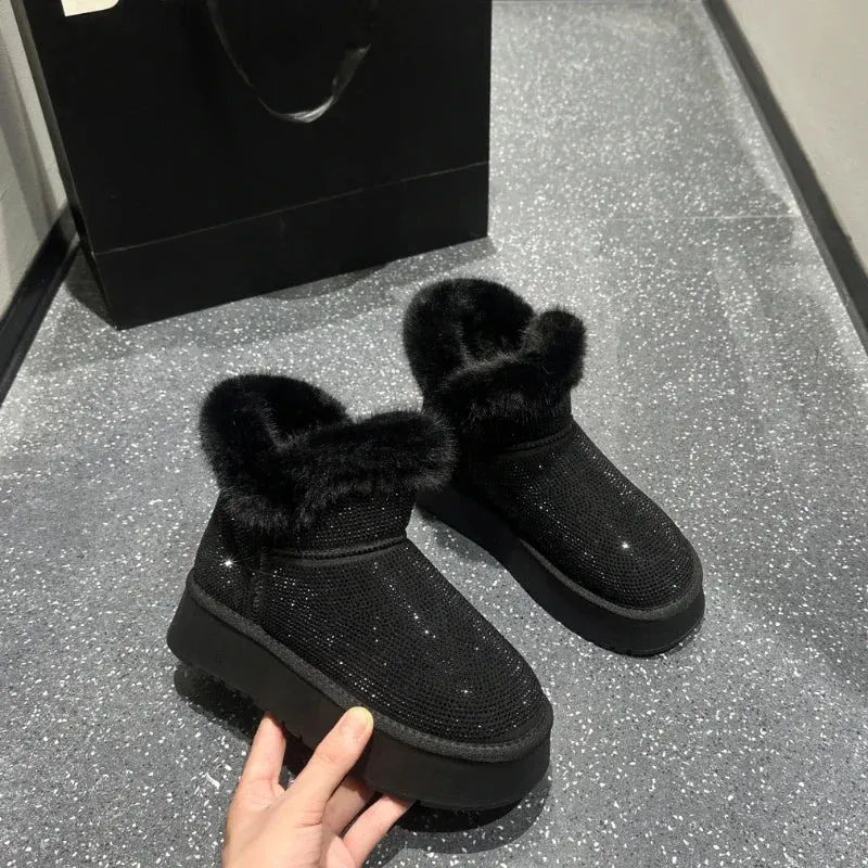 Women's Diamond Pattern Winter Boots with Anti-Slip Soles