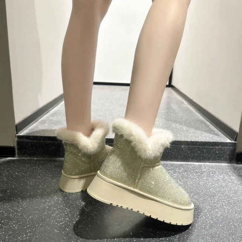 Women's Diamond Pattern Winter Boots with Anti-Slip Soles