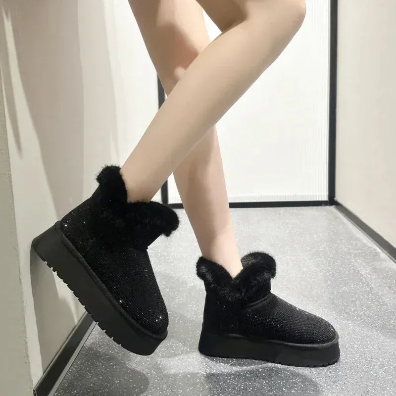 Women's Diamond Pattern Winter Boots with Anti-Slip Soles