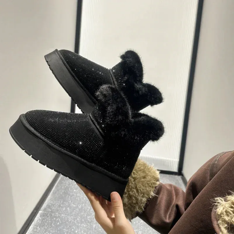 Women's Diamond Pattern Winter Boots with Anti-Slip Soles