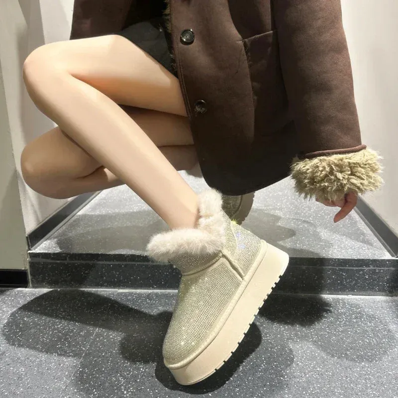 Women's Diamond Pattern Winter Boots with Anti-Slip Soles