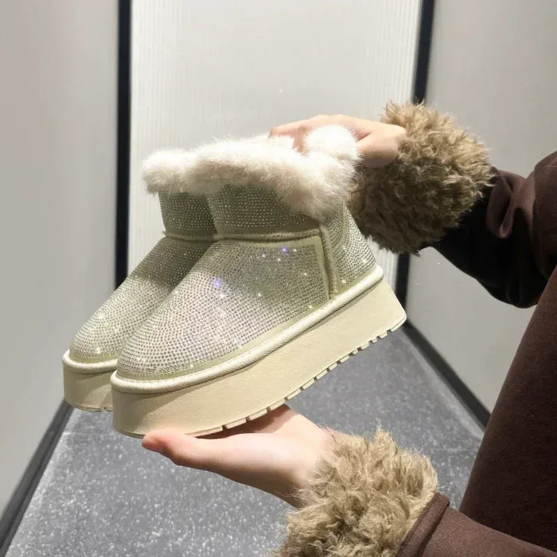 Women's Diamond Pattern Winter Boots with Anti-Slip Soles