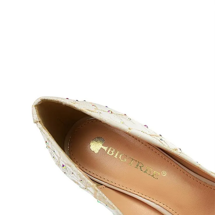 Women's pearls flower elegant dress heels for wedding party