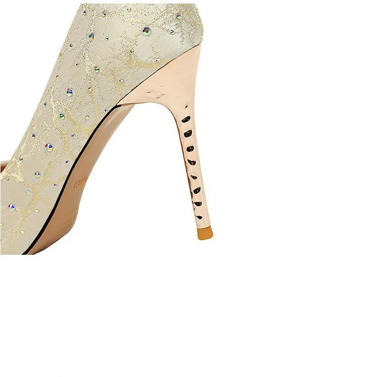 Women's pearls flower elegant dress heels for wedding party