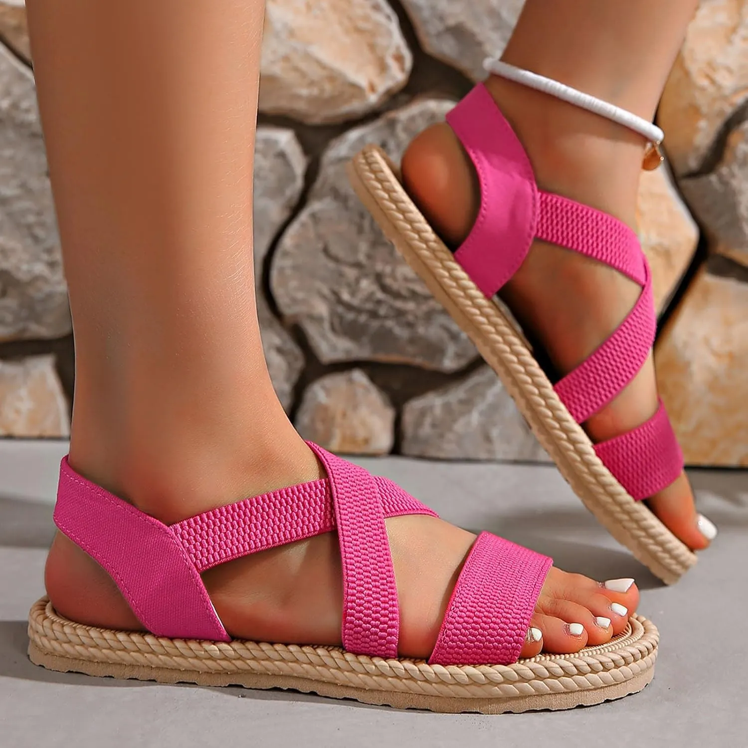 Women's Summer Fashion Open Toed Sandals With Elastic Temperament Breathable Shoes Sneaker Sandal